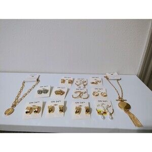 ON:34TH Jewelry Lot – Earrings & Necklaces – Gold Tone & Pearl Styles – New